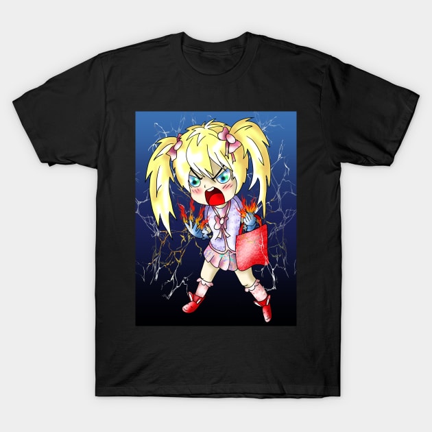 lightning bolts angry girl cartoon T-Shirt by cuisinecat